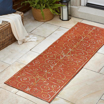 Danae Classic Cottage Filigree Scroll Reversible Machine-Washable Indoor/Outdoor Area Rug